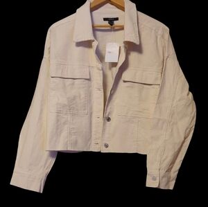 Forever 21 Cream Utility Jacket Relaxed Fit